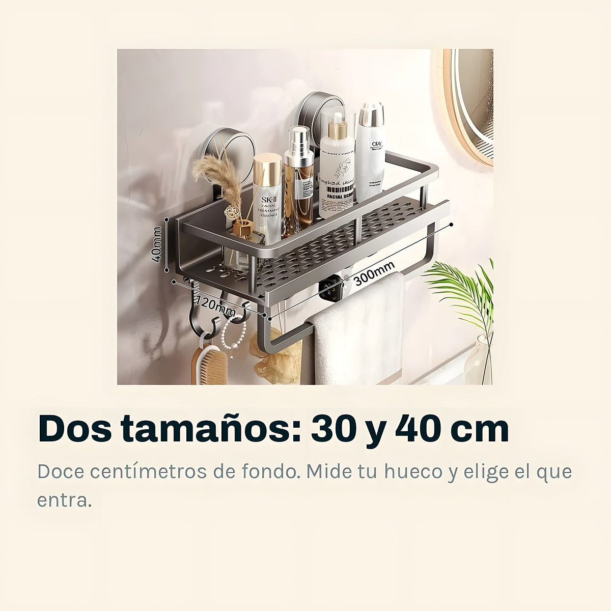 Clara - Estante de baño con ventosa