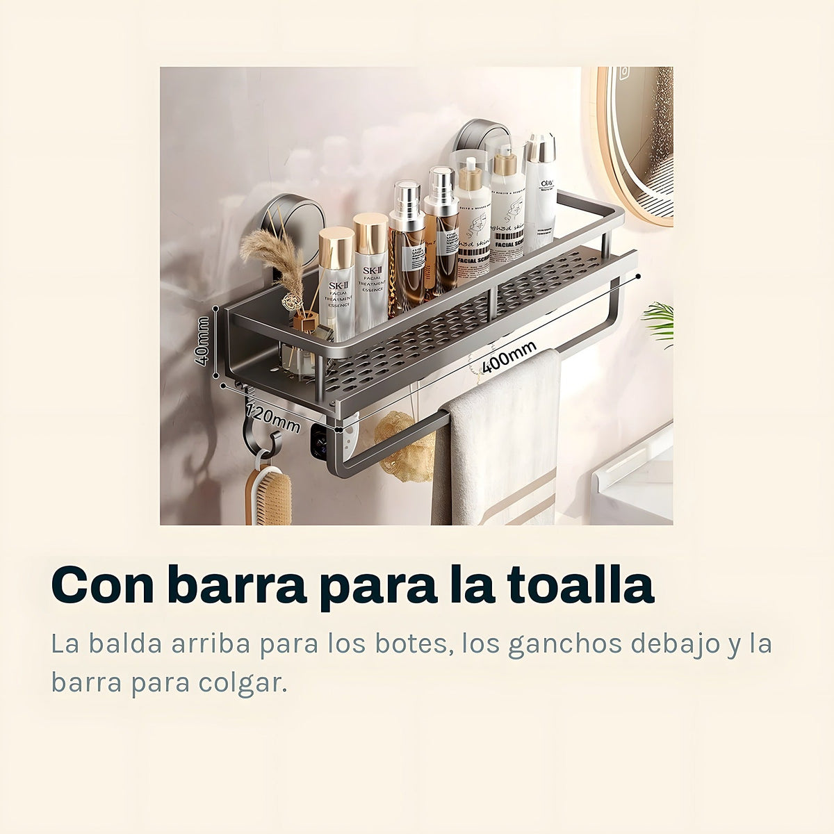 Clara - Estante de baño con ventosa