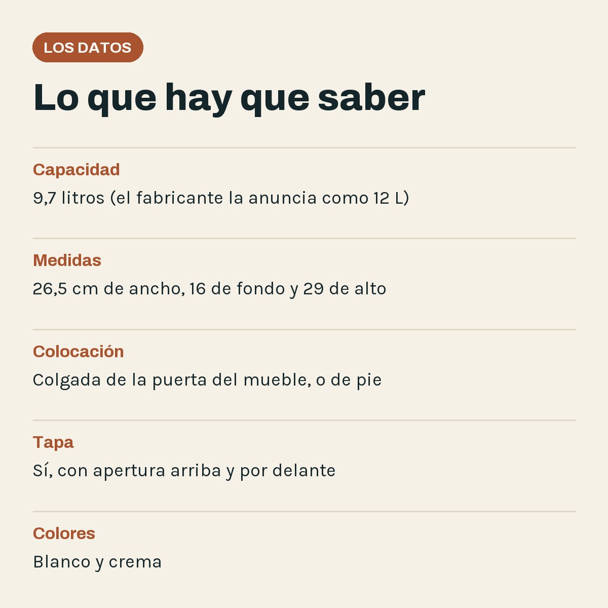 Alba - Papelera colgante de cocina 9,7 L