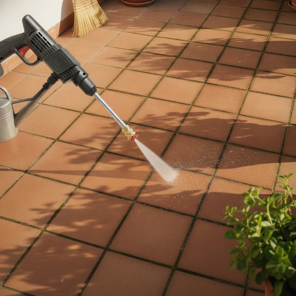Después: Las baldosas de la terraza