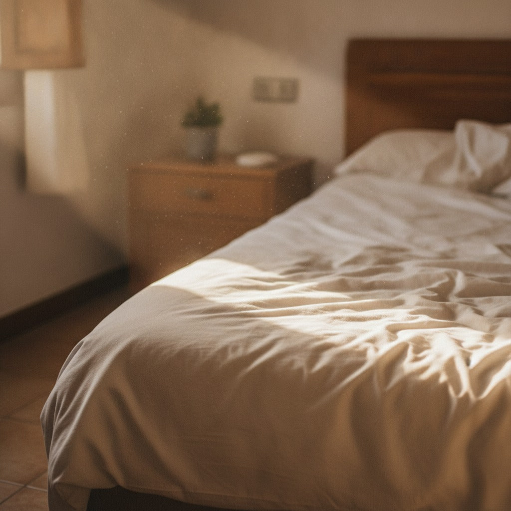 Polvo que flota en la cama